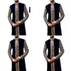 民族服中東の男性のジャケットイスラム教徒Abaya Dubai Man Jubba Thobeパキスタン花柄プリントスタンドカラーオーバーコート男性ファッションOU