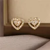 Stud Female Crystal Small Love Heart Earrings Charm Gold Silver Color Cute White Zirconia Wedding For Women