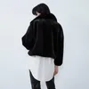 Kvinnors päls kvinnors faux 2022 vinterkoreansk avslappnad päls blixtlås av vändkrage full pelt tjock varm ficka svart solid neddy jacka