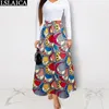 Mode Iriserende Lange Rok Hoge Taille Plus Size S-2XL Print Casual Elegant Wild Women S Beach Holiday Dames 210520