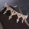 Barroco vintage ouro cristal pérola conjuntos de nupcial brinco brinco rhinestone tiara coroa casamento africano grânulos jóias conjunto