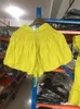 Deat zomer Koreaanse stijl katoen korte bloemblaadjes mouw o nek ruches t shirt geel trekstring shorts vrouwen mf425 210331