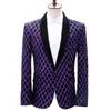 Plaid Jacke Männer Bühne Party Herren Anzug Jacke Pailletten Kleid Luxus Leistung Herren Blazer Hochzeit DJ Sänger Samt Kostüm homme 210524