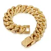 Chaîne à maillons 14mm Bracelet cubain martelé Bracelets en or jaune pour femmes hommes 20cm bijoux de mode cadeaux fête HGB376 Trum22