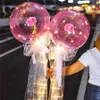 LED Luminous Balloon Rose Bouquet Transparent Bobo Ball Rose Valentines Day Gift Birthday Party Wedding Decoration Balloons DAS293