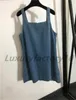 New Womens dress set Wear Classic Triangle Brand Luxury Design Fashionable Sexy Denim Vest with Suspender Top314a