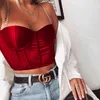 Crop Top Mulheres Sexy Bustier Top Blackless Chain Strap Acolchoado Cropped Catin Catin Preto Colheita Tops Roupas 210426