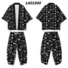 Ethnic Clothing Skull Floral Print Japanese Casual Loose Thin Couple Men Women Kimono And Seven Points Pants Asian Clothes Harakuju Cardigan