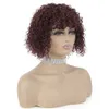 Malaysian Jerry Curl Bob Wig With Bangs 99J Remy Human Hair Wigs For Women Full Machine Made Glueless