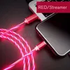 1M Phone Charging Cable Flowing Light Cord Led Wire For Samsung Android Micro USB Type C Illuminated Fast Charger