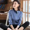 Gray Chiffon Shirt Women Fashion Spring Temperament Long Sleeve Lace Patch Work Slim Blouses Office Ladies Tops 210604