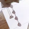 S925 pure silver Luxurious quality design 5 flower bracelet with diamond and rhombus clasp Jewelry gift necklace PS5218-1