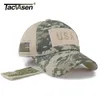 TACVASEN Tactical Camouflage Baseball Caps Men Summer Mesh Military Army Caps Constructed Trucker Cap Hats With USA Flag Patches Q0911