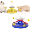 Cat Toy Cute Turntable Ball Interactive Dog Treat Leaking Rotatable Wheel Funny Stick Track Drop 211122