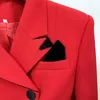 HIGH STREET est Fashion Designer Jacket Women's Slim Fitting Red Short Blazer 211006