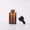 30 ml droppf￶rpackningsflaskor tawny platt axel fin olja klar original flytande flaska essens vit svart transparent frostglasflaskf￶rpackningsbeh￥llare