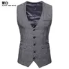 Herringbone Tweed Herren Weste Formal Business Casual Slim Fit Westen für Männer Retro Britischer Stil Gentleman Männer Anzug Weste Gilet 210524