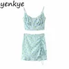 Sweet Floral Print Crop Top Women Holiday Summer Boho Cami haut femme Chiffon s LJPZ9299 210514