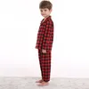 2021 Christmas Pajamas Set Cotton Outfits Kids Baby Sleepwear Nightwear Red Plaid New Year Pajamas Xmas Gift for Boys Girls Family clothing