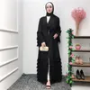 Dubai Open Abaya Muzułmańska Sukienka Hidżab Kobiety Lace-Up Pluszowy Tassel Kimono Jubah Kaftan Odzież islamski Caftan Musulman Długie Szata Przypadkowe sukienki