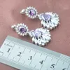 AAA Quality Purple Crystal Wedding Set di gioielli color argento da donna Collana Orecchini pendenti Anello Regali di compleannoTZ0479 H1022