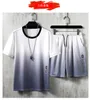 Summer Ice Silk Running sportdräkter för man fashionale t shirt korta byxor med lutning färg6132317