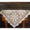 Square Handmade Crochet Tablecloth Multicolor Runners Home Decoration Retro Coffee Table Cover Tea Desk Mat 40-120cm 210626