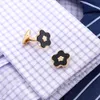 Camicia di lusso da uomo Marca Bottoni dorati Gemelli a forma di fiore gemelos Gioielli abotoaduras da sposa di alta qualità