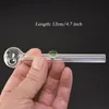 Pipa per bruciatore di olio in vetro Pyrex Tubi di fumo trasparenti fatti a mano per fumatori 12 cm di lunghezza spessa trasparente Lunghezza da 4,7 pollici Tubi di fumo Colori all'ingrosso Accessori per fumo