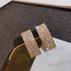 Stud 14K Yellow Gold Diamond Earrings For Women Square Rock Pary Office Club Luxury Fashion Fine Jewelry2528270