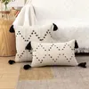 Almofada/travesseiro decorativo preto e branco Tampa de almofada geométrica 45x45cm/30x50cm Tasels tecidos para sofá -cama de decoração em casa