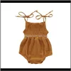 Macacões JumpsuitsRompers Roupas Bebê, Crianças Maternidade0-18m Bebê Baby Girl Summer Roupas Sólidas Sem Mangas Strap Strap Rouble Romper One Peças