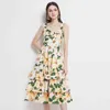 Sommar Fashion Runway Tiered Layer Ruffles Beach Boho Dress Women Spaghetti Strap Floral Print Midi Holiday Eleganta Klänningar 210416