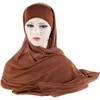 Islamique une pièce pratique Turban casquette Eid chapeaux femmes musulmanes élastique avec corde Hijab mousseline de soie écharpe châles