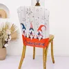 Vit Gnomes Chair Cover USA Independence Day Patriotiska Mönster Faceless Dvärg Matsal Kök Restaurang Stolar Decor