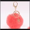 Keychains Fashion Aessories Drop Delivery 2021 Cute Keychain Snowflake Fur Ball Key Chain Pendant Plush Doll Kids Toy Girl Bag Phone Ornament