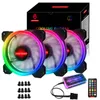 3 paquets de ventilateurs de boîtier RGB 120mm 12cm haut débit d'air silencieux réglable coloré ventilateur PC pour ordinateur Cases4948012