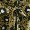 Frauen Leopard Print Turndown Kragen Schärpen Midi Hemd Kleid Weibliche Lange Hülse Kleidung Casual Dame Lose Vestido D7157 210430