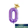 2pcs Gold Crown 40inch Green Purple Number Foil Balloon 1 2 3 4 5 Years Old Boy Girl Birthday Party Decoration Ballons Kids Toys