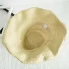 Chapeaux à large bord Simple chapeau de paille pliant à large bord disquette fille soleil plage femme été UV voyage dame vacances 8882311