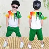 Jongens kleding set zomer sport baby boy kleding mode kids streep kleurrijke t-shirt + korte broek 2pcs 210515