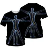 Męskie koszulki 3D Human Bones Print T-shirt Men 2022 Summer O Neck TEE TEE TOPS Zabawne strój w stylu męskie ubrania swobodne