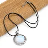 Pendant Necklaces Natural Stone Necklace Retro Crystal Agates Turquoises Amethysts Jades Charm Wax Thread For Women Jewelry