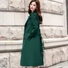 FTLZZ Autumn Winter Women Women Terctlar Twonder Double Breadted Trench Office Lady Stand Long Trench مع حزام 210915