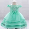 2021 fiore neonato 1 ° compleanno Abito per la neonata Dress Dress Lace Princess Dresses Dresses Party Bambino abbigliamento da sera Infant G1129