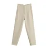 Damesbroek Witte hoge taille broek voor vrouwelijke mode zwart elegant kantoorpakken beige losse 210519