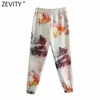 Pantaloni stile harem con stampa tinta unita vintage da donna Pantaloni da jogging sportivi casual con tasche elastiche in vita femminile P1005 210416