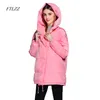 Inverno 90% Duck Down Parkas Mulheres Loose Fit Casaco Com Capuz Espessura Casual Jaqueta Quente Neve Rosa Overcoat preto 210423