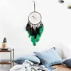 Green Home Walls Decor Dream Catcher Wind Chimes Indian Style Pióro Wisiorek Handmade Peacock Wall Wiszące T9i001295