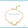 Lien, Jewelrylink, chaîne 4 pièces/ensemble couleur or lune étoile géométrie acrylique bracelets pour femme Boho bracelet ensemble bijoux de fête en gros goutte De